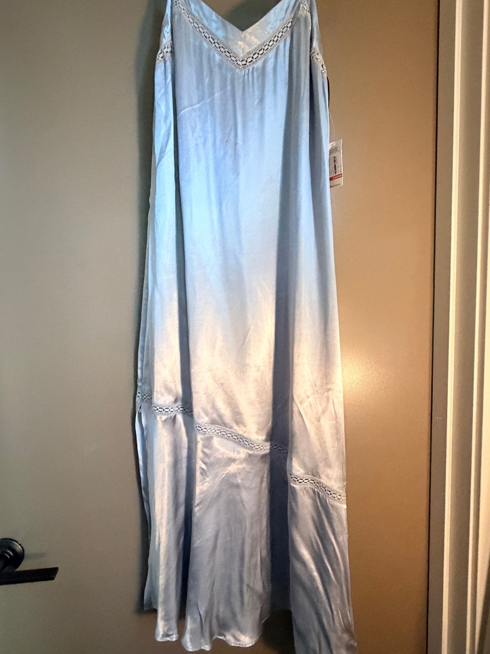 1. State Silver Satin Lace-Trim Chemise - Picture 2 of 6
